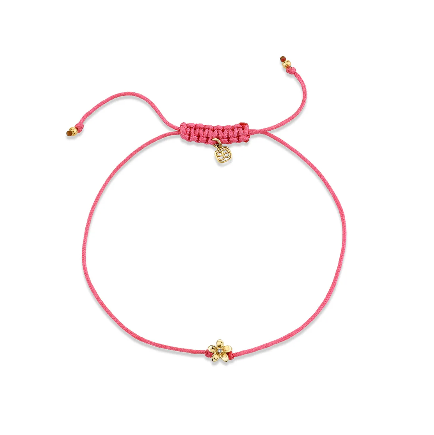 Gold & Diamond Plumeria Cord Bracelet