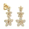 Gold & Diamond Plumeria Linear Earrings