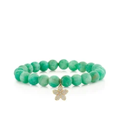 Gold & Diamond Plumeria on Amazonite