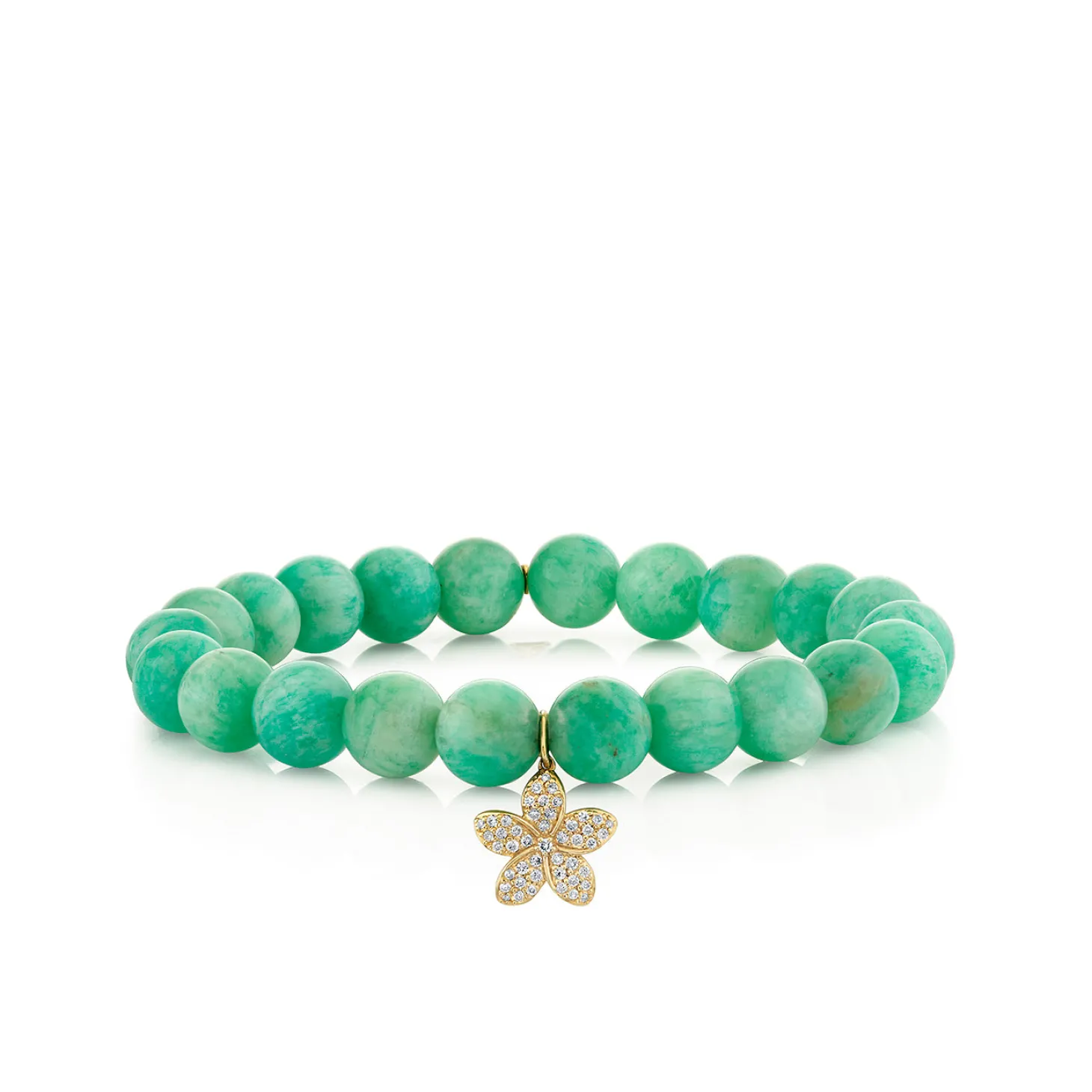 Gold & Diamond Plumeria on Amazonite