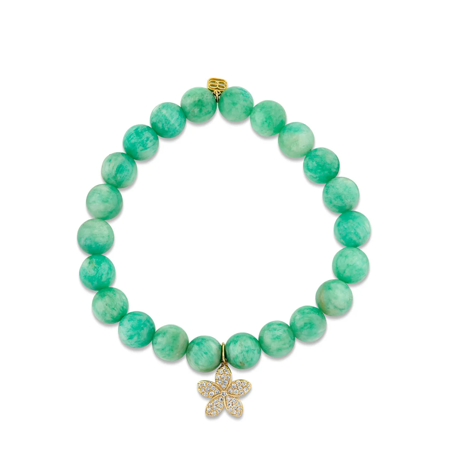 Gold & Diamond Plumeria on Amazonite