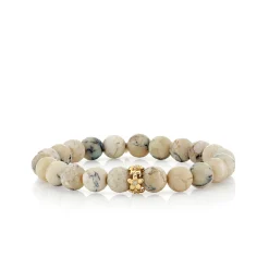 Gold & Diamond Plumeria Rondelle on African Opal