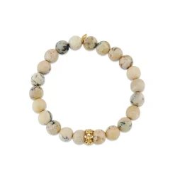 Gold & Diamond Plumeria Rondelle on African Opal