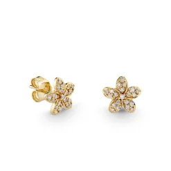 Gold & Diamond Plumeria Stud