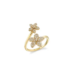 Gold & Diamond Plumeria Wrap Ring