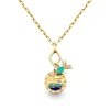 Gold & Diamond Porthole & Fish Necklace
