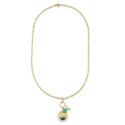 Gold & Diamond Porthole & Fish Necklace
