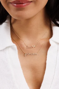 Gold & Diamond Princess Script Necklace