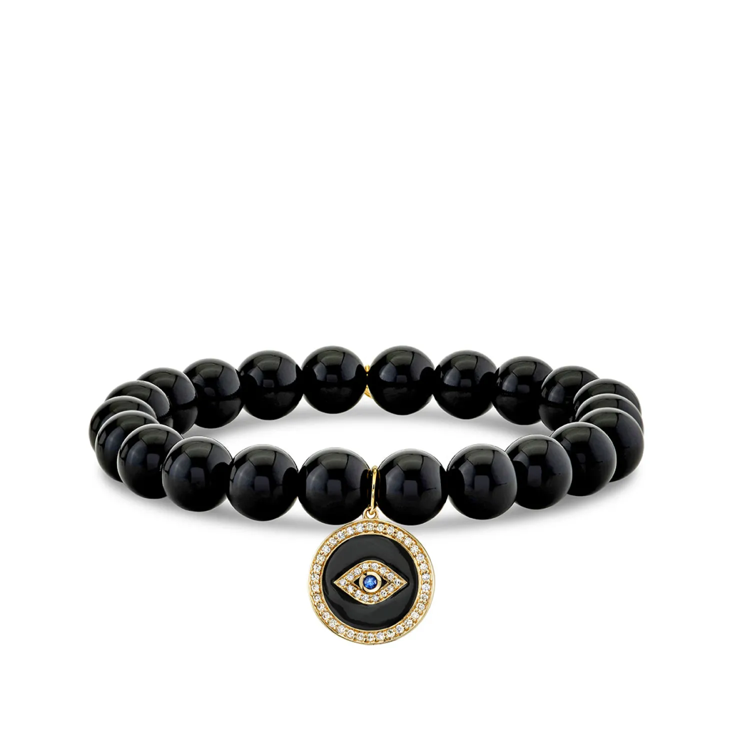 Gold & Diamond Protective Eye Coin On Onyx