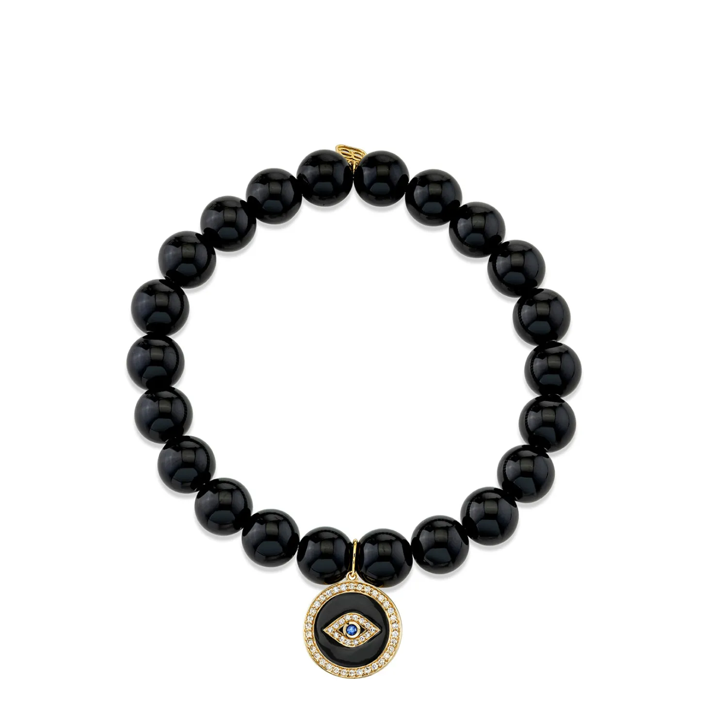 Gold & Diamond Protective Eye Coin On Onyx