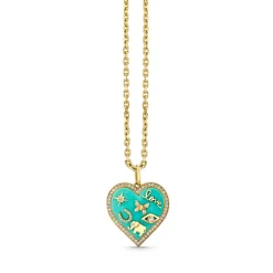 Gold & Diamond Puffy Icon Heart Charm