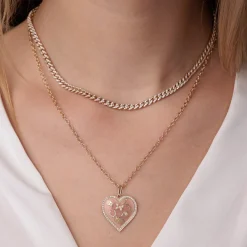 Gold & Diamond Puffy Icon Heart Charm