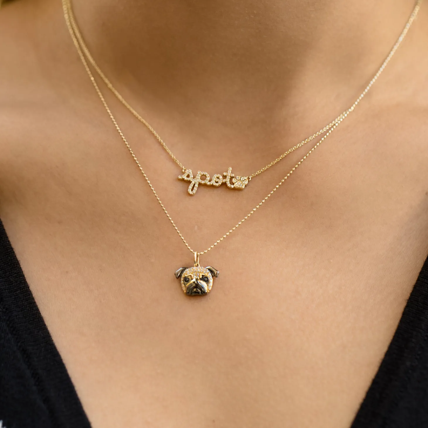 Gold & Diamond Pug Charm