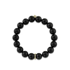 Gold & Diamond Pyramid Eternity Rondelle On Sardonyx