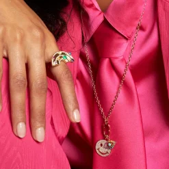 Gold & Diamond Rainbow Block Signet Ring