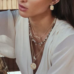 Gold & Diamond Rectangular Tricon Drop Earrings