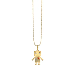 Gold & Diamond Robot Charm