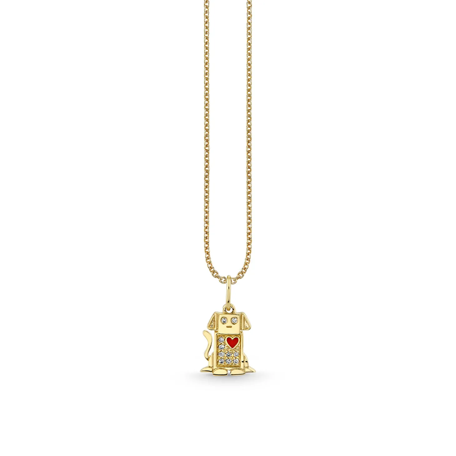 Gold & Diamond Robot Dog Charm