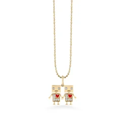 Gold & Diamond Robot Friendship Charm