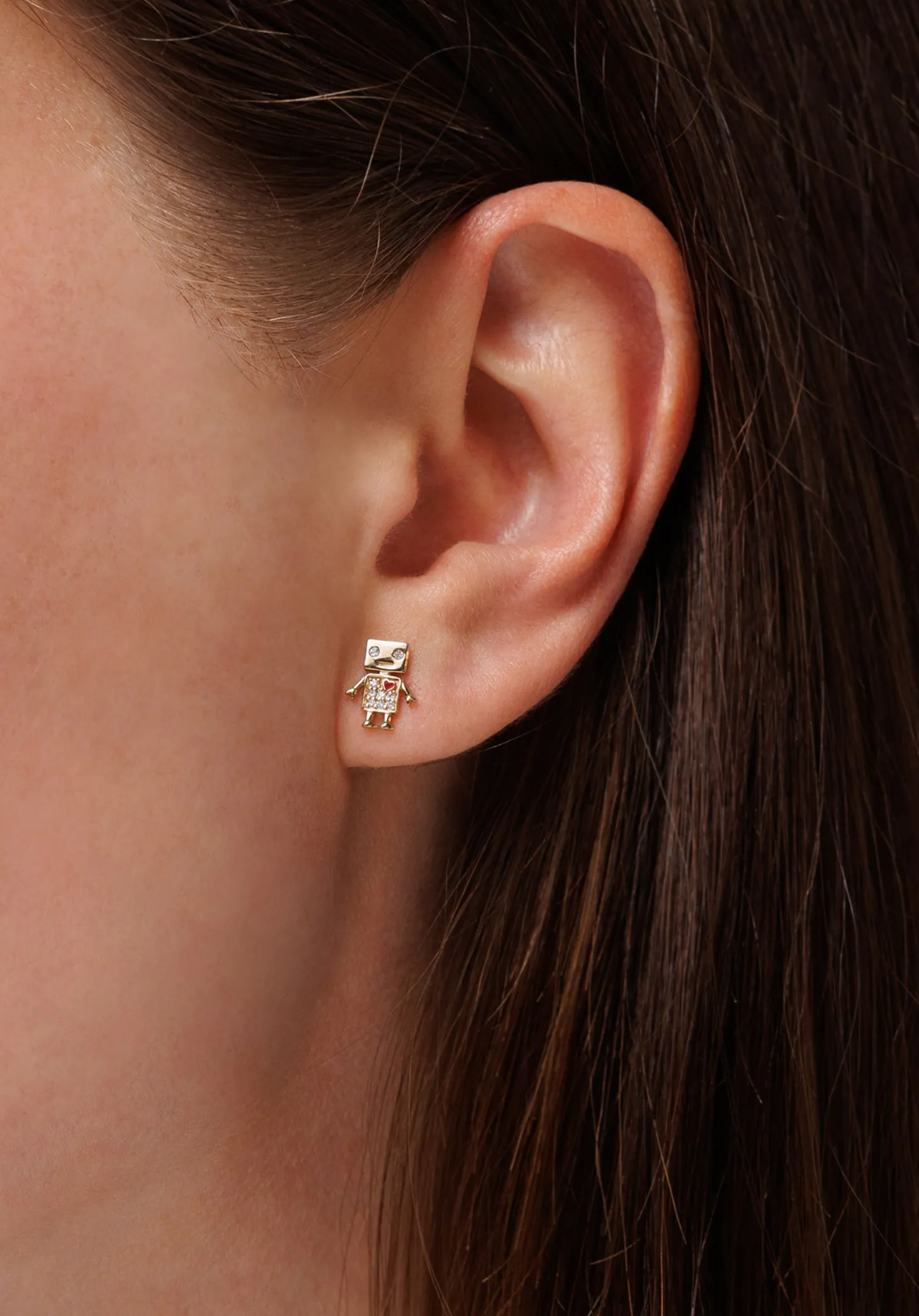 Gold & Diamond Robot Stud