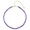 Gold & Diamond Rondelle Amethyst Heishi Necklace
