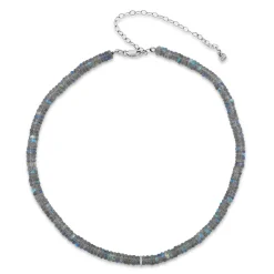 Gold & Diamond Rondelle Labradorite Necklace