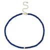 Gold & Diamond Rondelle Lapis Heishi Necklace