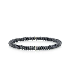 Gold & Diamond Rondelle on Hematite