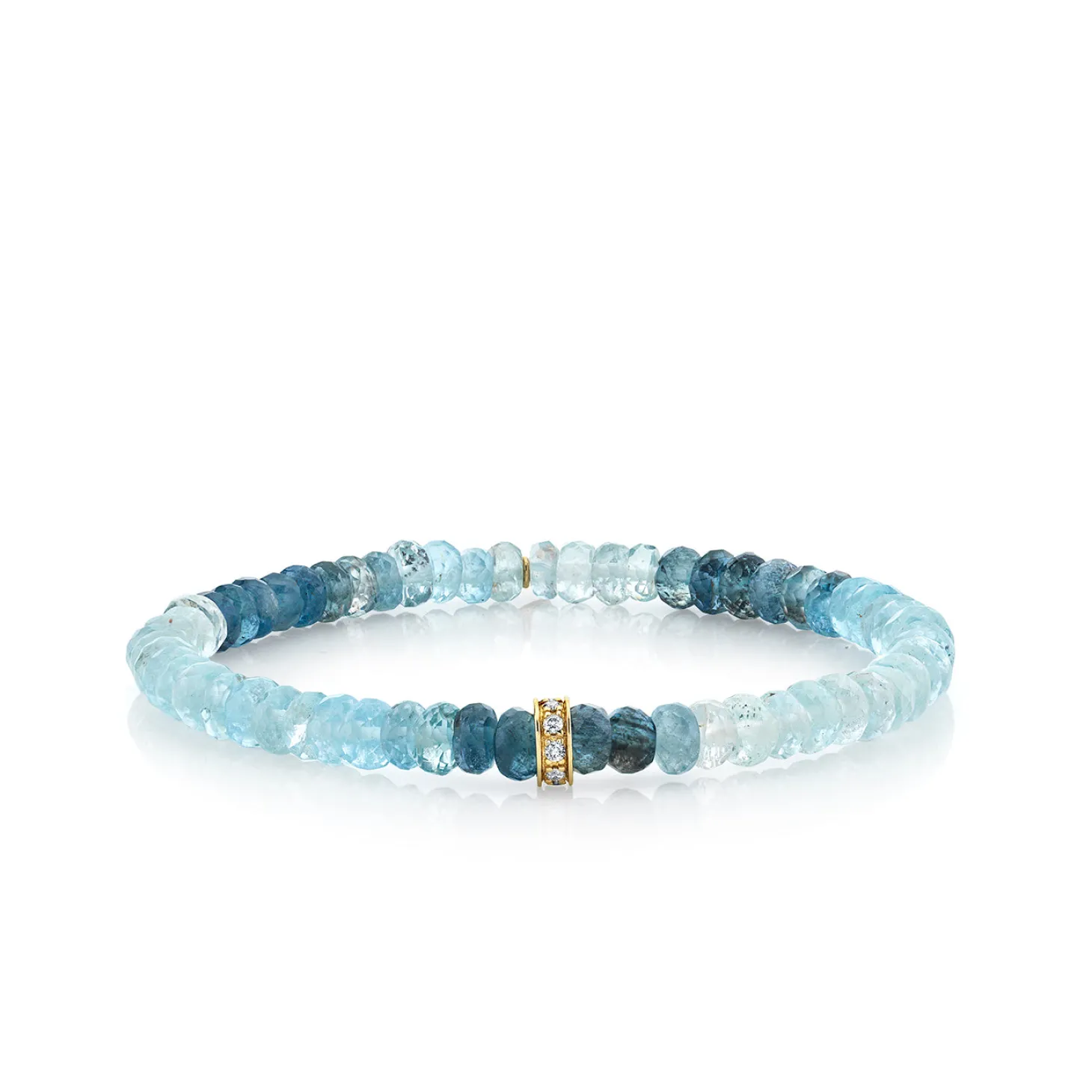 Gold & Diamond Rondelle on Aqua