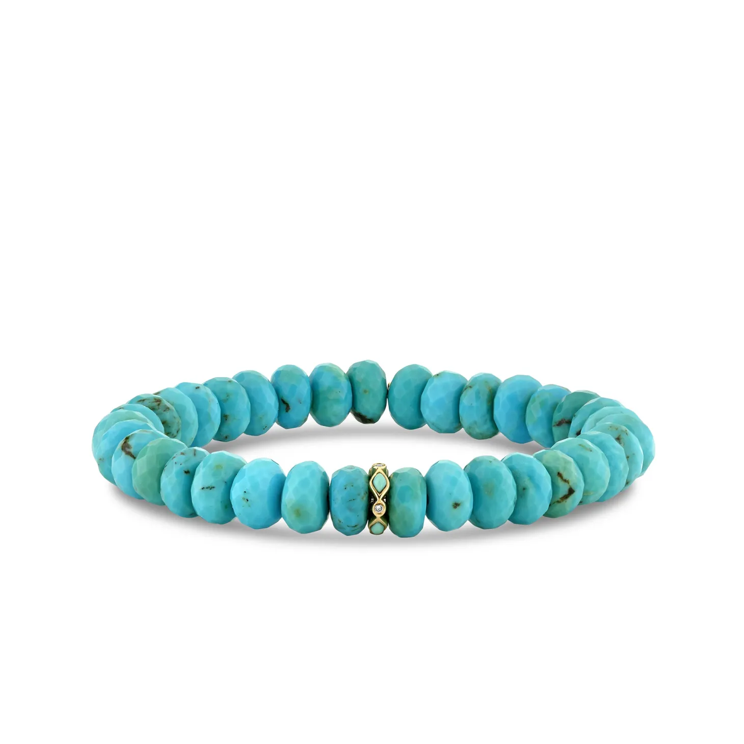 Gold & Diamond Rondelle on Turquoise