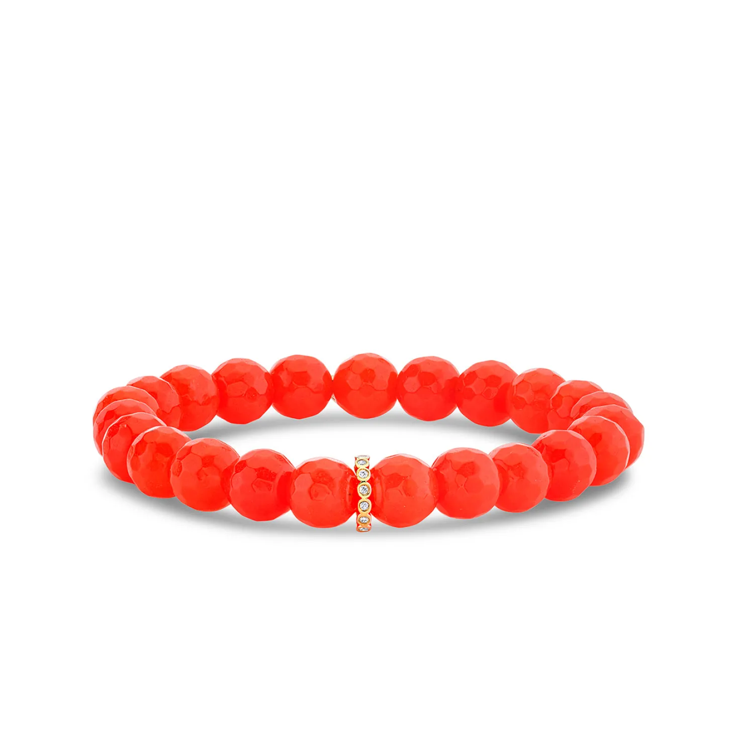 Gold & Diamond Rondelle on Orange Agate