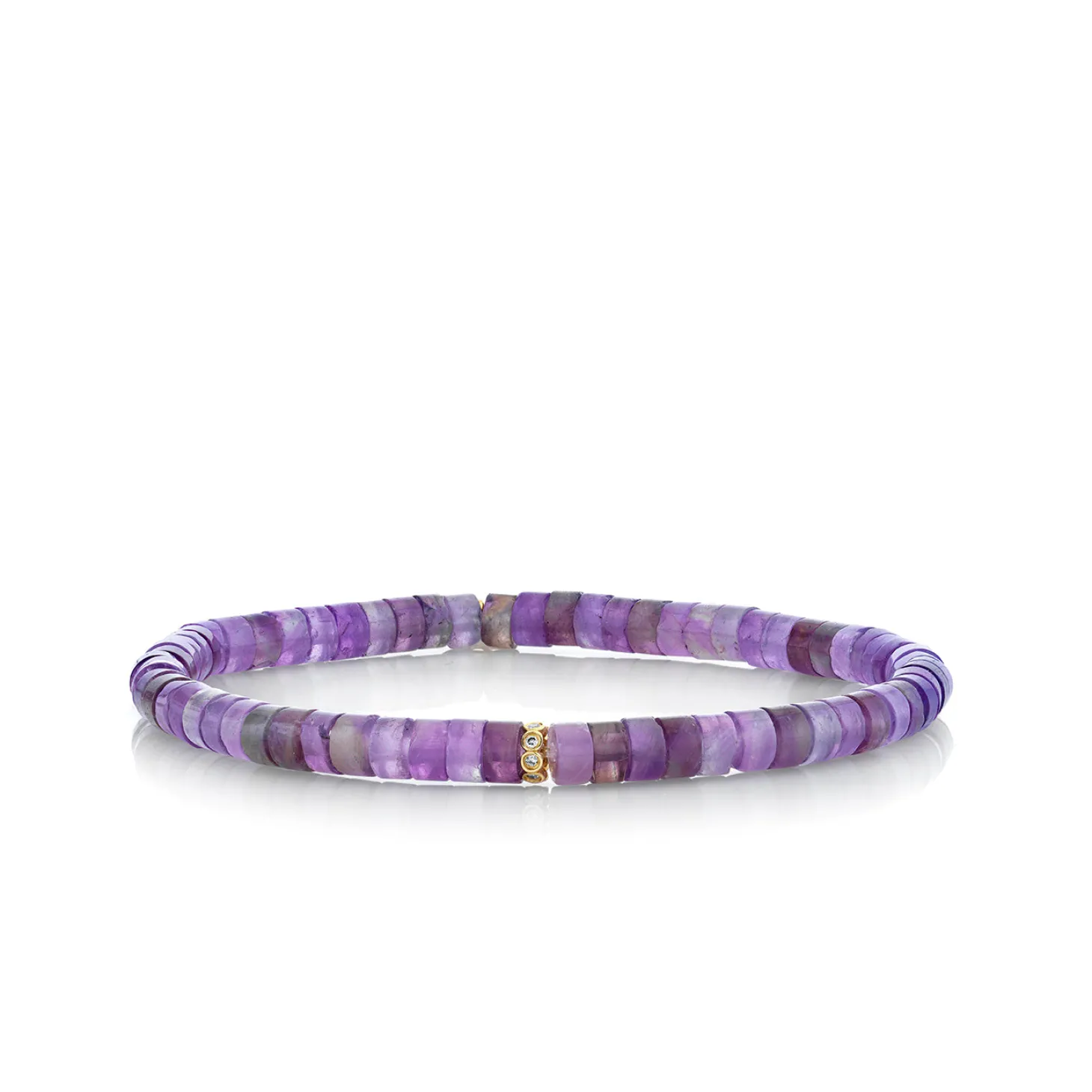 Gold & Diamond Rondelle on Amethyst Heishi