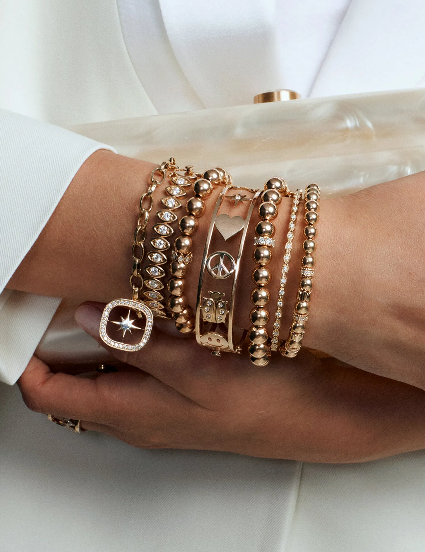 Gold & Diamond Rondelle on Gold Beads