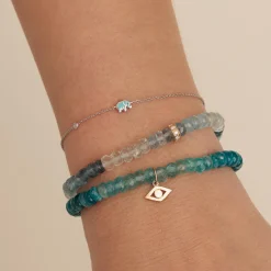 Gold & Diamond Rondelle on Aqua