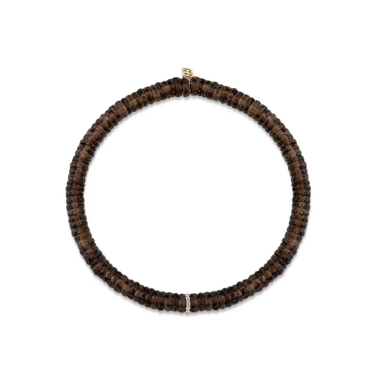Gold & Diamond Rondelle on Smoky Topaz