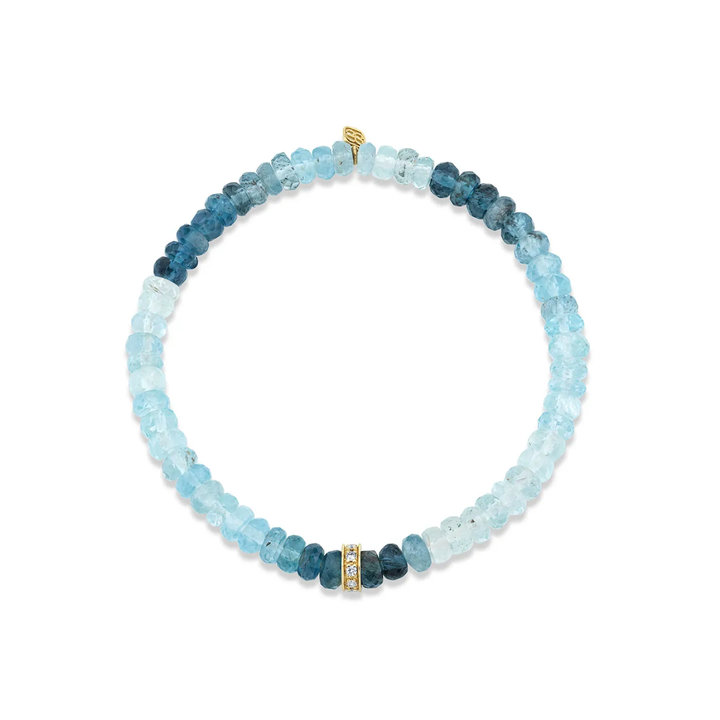 Gold & Diamond Rondelle on Aqua