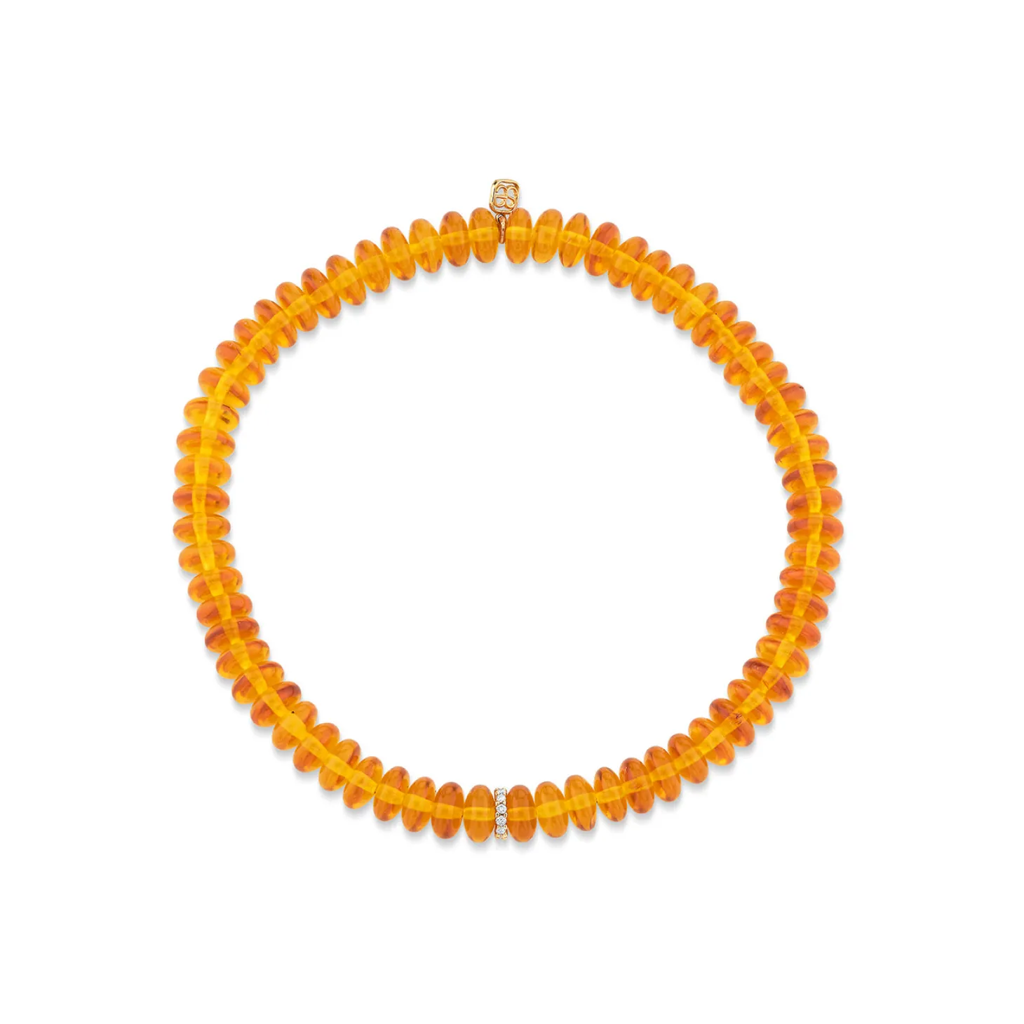 Gold & Diamond Rondelle on Amber