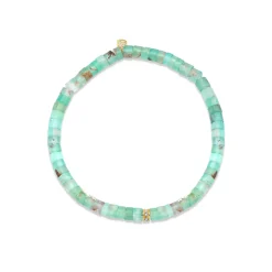 Gold & Diamond Rondelle on Aquaprase Heishi