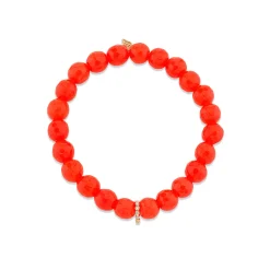 Gold & Diamond Rondelle on Orange Agate