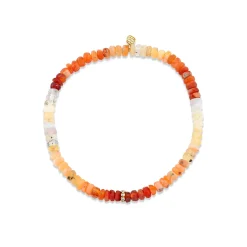 Gold & Diamond Rondelle on Fire Opal