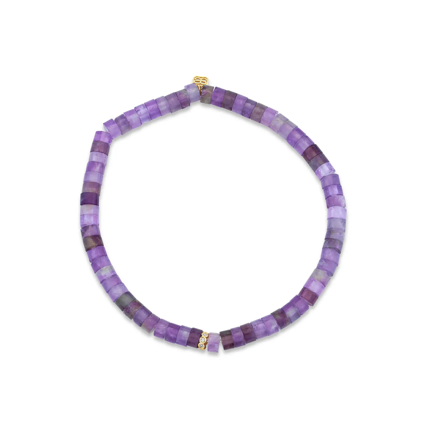 Gold & Diamond Rondelle on Amethyst Heishi