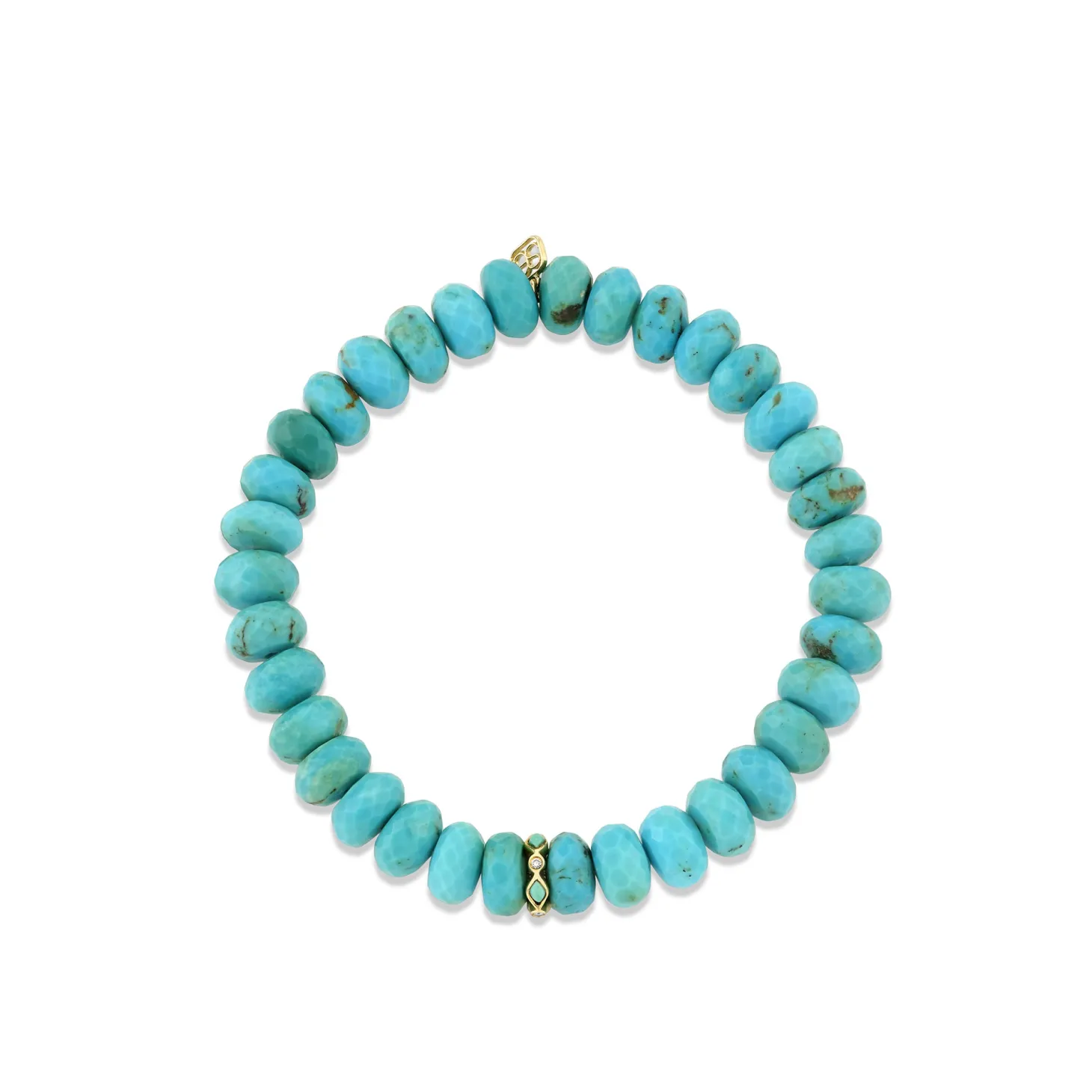 Gold & Diamond Rondelle on Turquoise