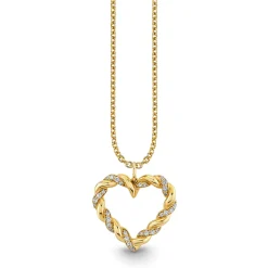 Gold & Diamond Rope Heart Charm