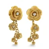Gold & Diamond Rose Charm Earrings