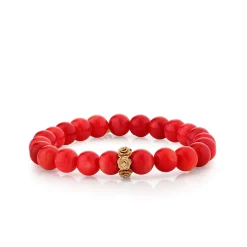 Gold & Diamond Rose Rondelle on Red Sea Bamboo