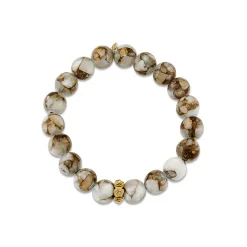 Gold & Diamond Rose Rondelle on Calcite