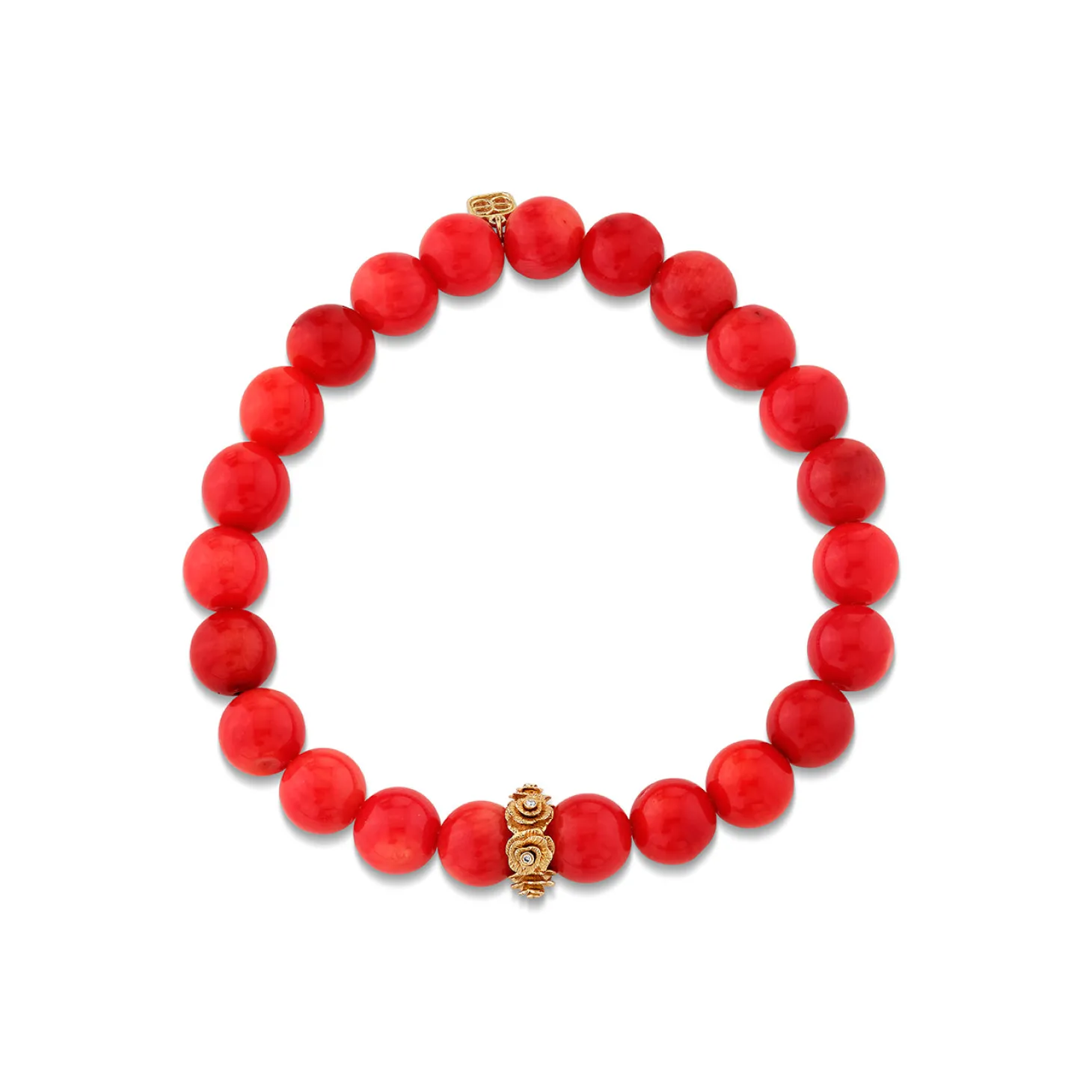 Gold & Diamond Rose Rondelle on Red Sea Bamboo