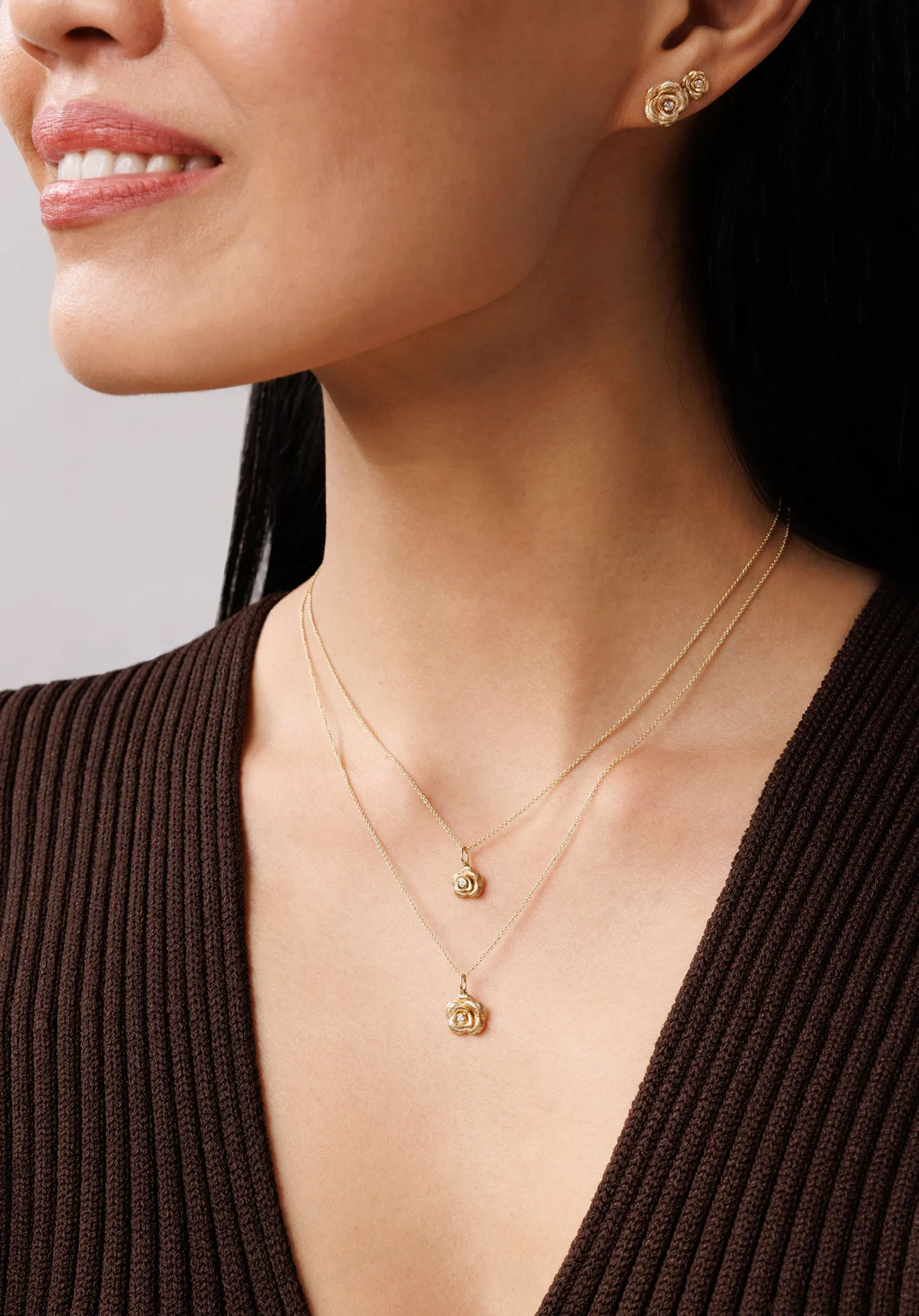Gold & Diamond Rose Stud