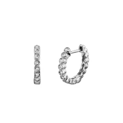 Gold & Diamond Round Bezel Hoops