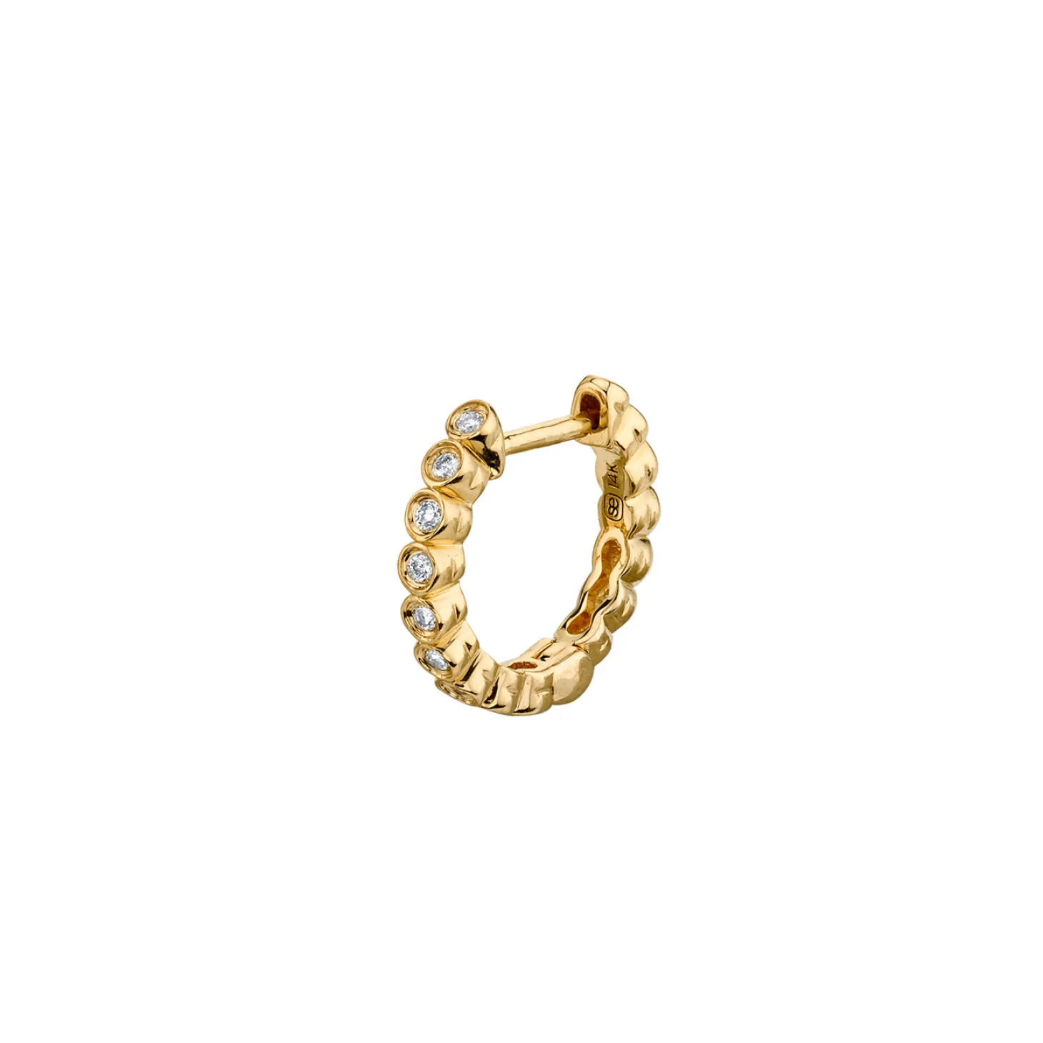Gold & Diamond Round Bezel Hoops